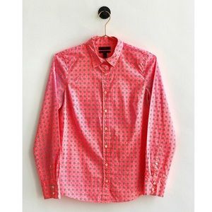 J Crew Coral Print Perfect Shirt Size 4 Small